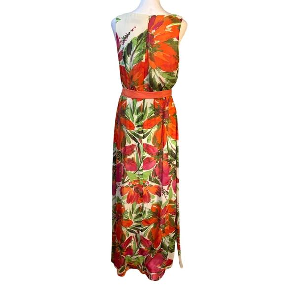 Eliza J Tropical Floral Chiffon Maxi Dress - Size 4 - Picture 5 of 7